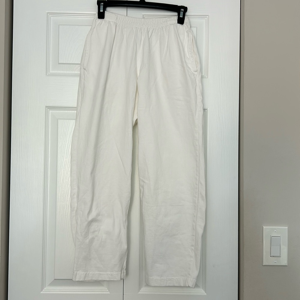 Los Angeles apparel HEAVY JERSEY GARMENT DYE CASUAL PANTS white size S